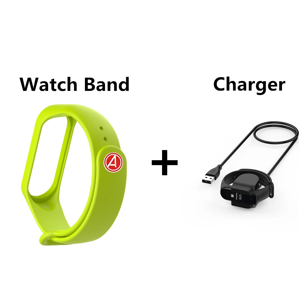 2в1 силиконовый спортивный ремешок+ 30 см USB для Xiaomi mi Band 4 3 Смарт-часы ремешок зарядное устройство кабель для передачи данных для mi Band 4 кабель питания - Цвет: Green package