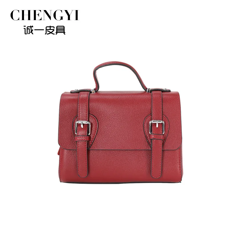 

Oblique Hand Large-Volume Business Versatile 2019 Summer New Style Fashion Messenger Bag WOMEN'S Bag Cowhide Material