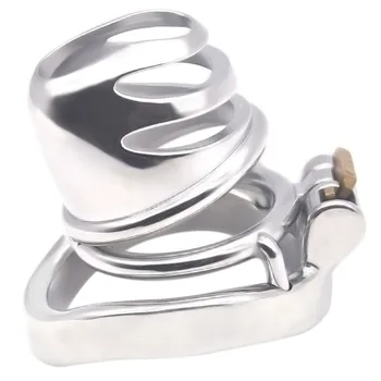 

New Arrival Super Short Male Stainless Steel Cock Cage With Curve Penis Ring Virgin Lock Men Chastity Device Adult Sex Toy F13