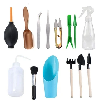 

14 Pieces Mini Gardening Hand Tools Set Succulent Plants Kettle Transplant Miniature Immortal Garden Planting Hand Tools Set