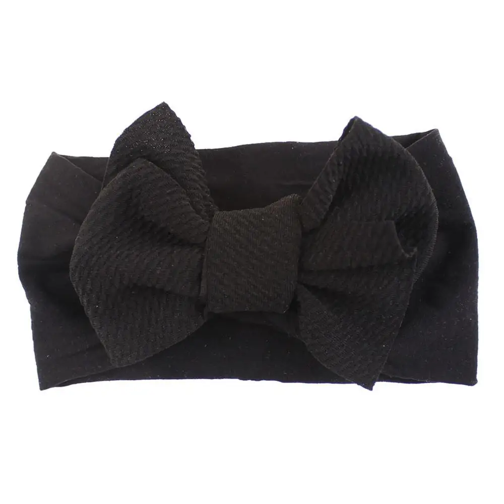 Headband black Популярная детская лента для волос, повязка на голову с бантом для маленьких девочек, эластичная повязка для головы, головные уборы, аксессуары, одежда для маленьких девочек, бандо, bebe fille - Цвет: Headband black