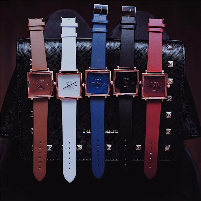 Женские часы простая Корейская версия большого циферблата повседневные Модные трендовые квадратные водонепроницаемые студенческие женские часы