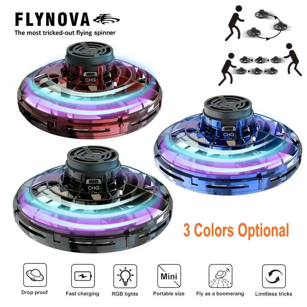 LED Flying Fingertip Gyro Flynova Mini Drone 3D Rolling Induction UFO Quadcopter Toy 5