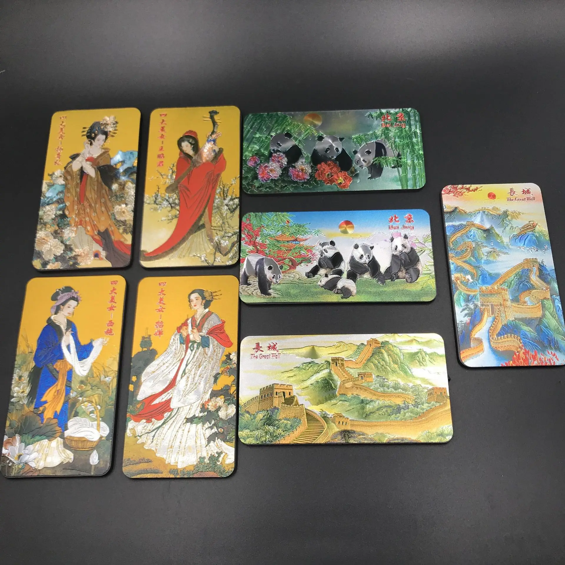 

Panda Great Wall Ancient Four Beautiful Women Gold Foil Decorative Magnets for Refrigerators Chinese Souvenir Creative Gift