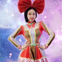 Серебристо-красные стразы, платье для женщин, Рождество, бар, певица, сексуальный наряд, для сцены, танцев, дня рождения, выпускного, шоу, платье