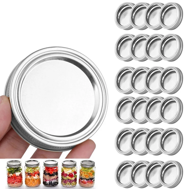 

12pcs Mason Jar Lids Tinplate Cup Lid for Regular Mouth Mason Cannings Leakproof Storage Bottle Caps Cover 70/86mm
