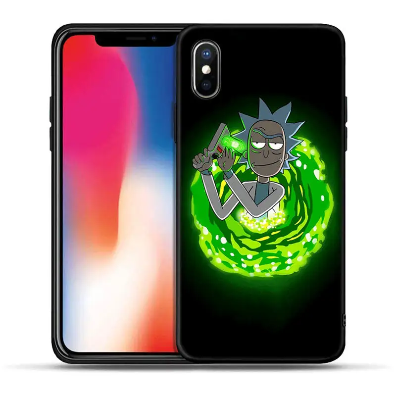 Черный мягкий чехол Rick and Morty с кошкой для iPhone 5S, SE 6 6s 7 8 plus Мягкий силиконовый чехол из ТПУ для iPhone X XR XS MAX Coque Fundas