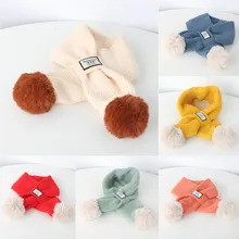 Коллекция года, зимние детские шарфы, теплый шарф для маленьких мальчиков и девочек, однотонный мягкий шарф с воротником, Детские эластичные теплые шарфы с кольцом, модные# Z