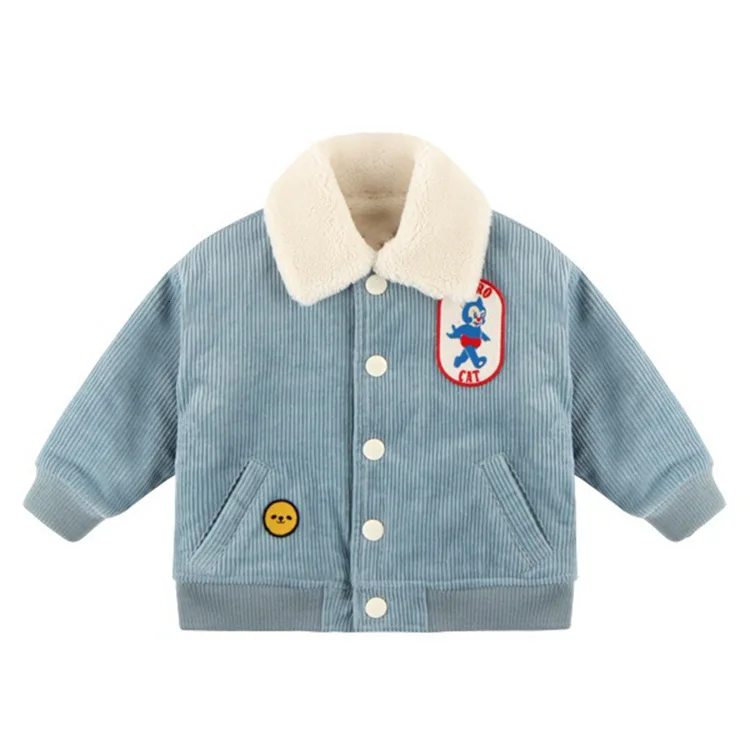 baby blue Детская хлопковая куртка; Новинка года; Сезон Зима; Bebe; Брендовое бархатное плотное пальто для мальчиков и девочек; теплая Модная Верхняя одежда для маленьких детей - Цвет: baby blue