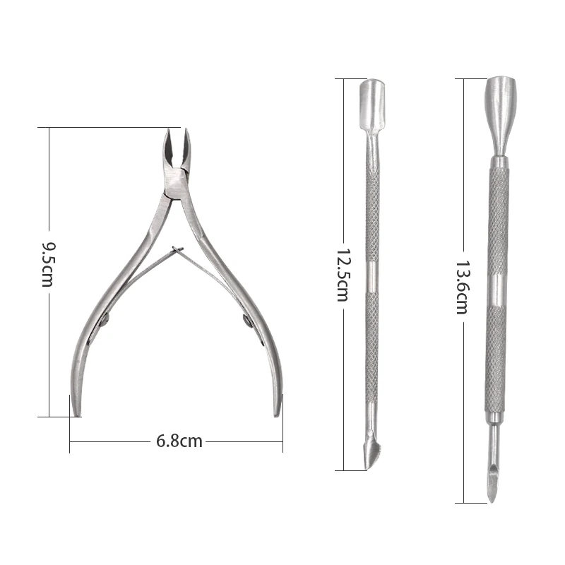 

3pcs/set Nail Cuticle Pusher Dead-skin Remover Stainless Steel Manicure Nail Cuticle Nipper Spoon Cutter Manicure Tools