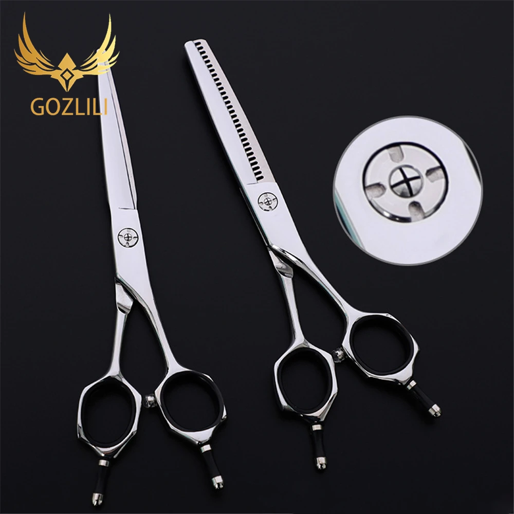 GOZLILI Japanese 440C Hair Scissors Professional Hairdressing Scissors With Big Bearing Screw Hair Cutting And Thinning Scissors (11)