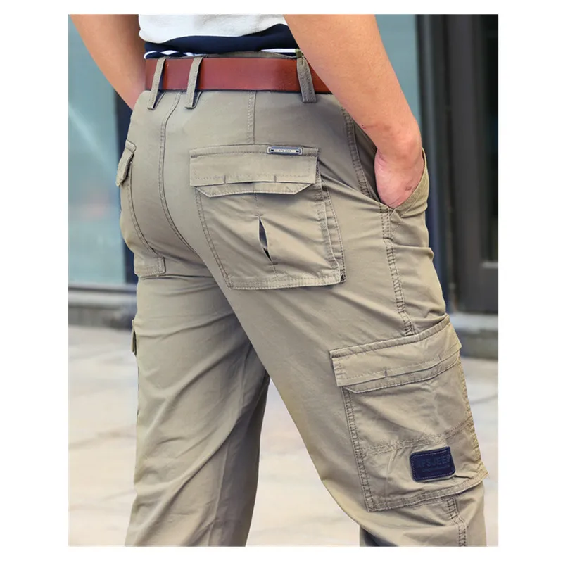 

Men Spring Autumn Loose Multi-pocket Cargo Pants Male Outdoor Hiking Sports Climbing Stretch Plus Size Straight Overalls Trouser