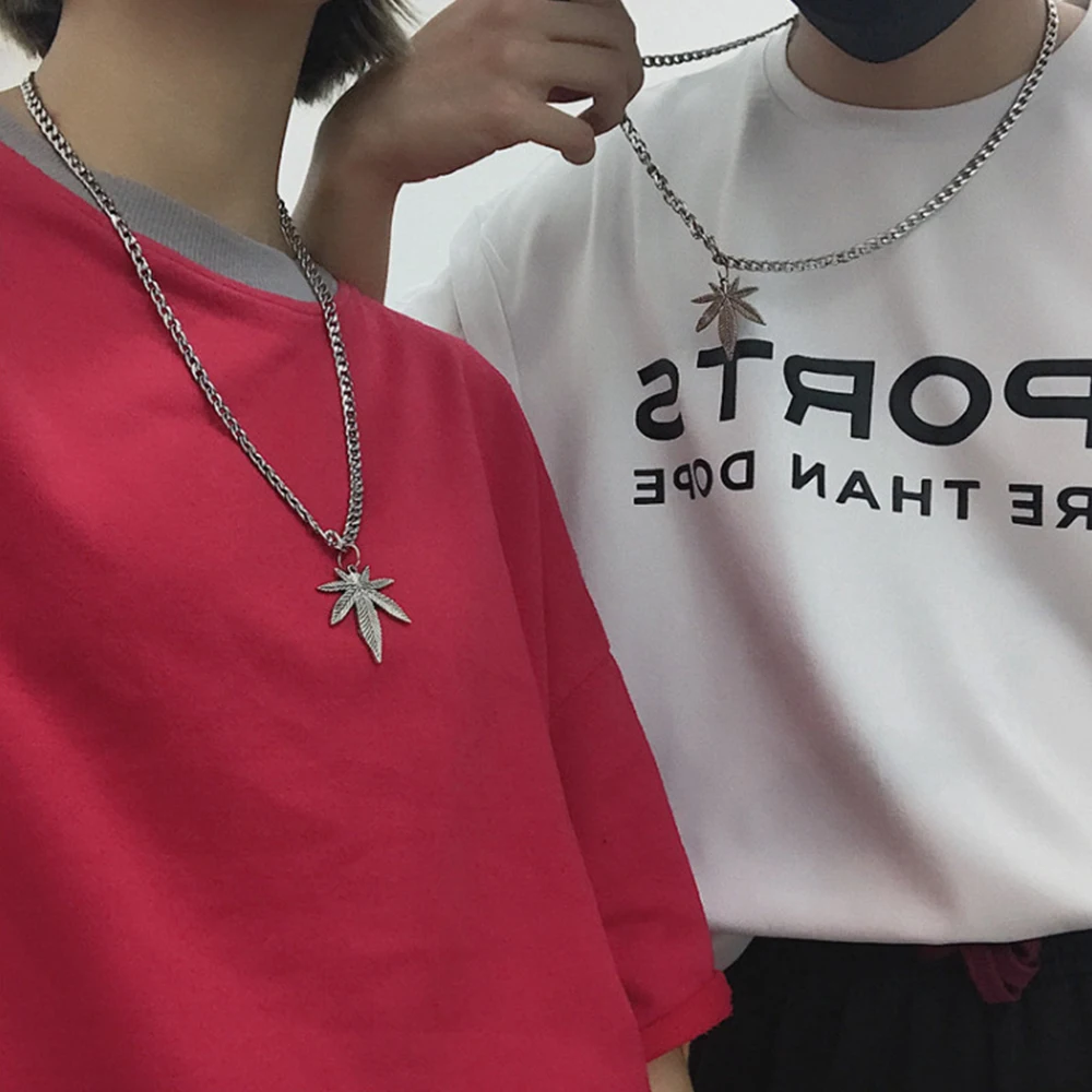 

Hot Women Men Herb Leaf Pendant Chain Hip Hop Weed Tree Leaf Necklace Hip Hop Gothic Punk Unisex Plant Jewelry Necklace Gift
