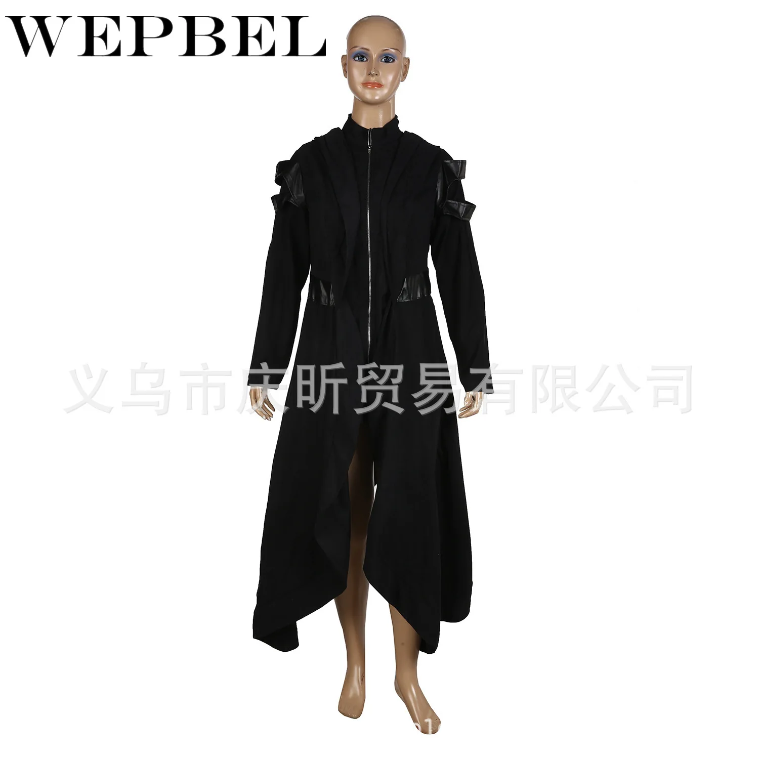 WEPBEL/женское пальто для косплея; необычные кожаные Лоскутные Длинные Топы с капюшоном для косплея; длинное пальто в готическом стиле; Черная накидка; пальто