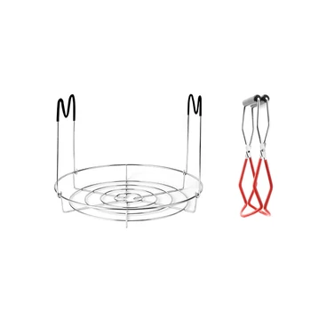 

1Pc Canning Rack + 1Pc Canning Tong for Regular Mouth and Wide Mouth Stainless Steel Canning Jar Rack Canning Supplies