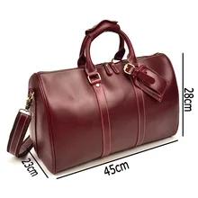 Натуральная кожаная сумка для путешествий большой Ёмкость модные Для мужчин Для женщин масло воск кожаная дорожная сумка из коровьей кожи, багаж, для отпуска сумка красного цвета