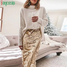 Модная женская юбка, свободная, длинная, с блестками, с высокой талией, одноцветная, пляжная юбка размера плюс, летняя, дышащая, повседневная, вечерние, Женская юбка