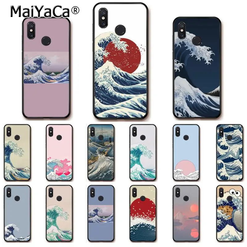 Классический чехол для телефона MaiYaCa Wave Art Japanese Green Illust Xiaomi mi5 6 A1 A2 Lite Mi9 9SE mi8lite F1 Mix2 2S