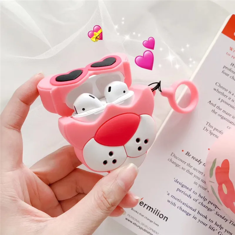 Для AirPod 2 Чехол 3D прекрасный розовый пантера мультфильм Мягкие силиконовые беспроводные кожухи головных телефонов для Apple Airpods чехол милый чехол Funda