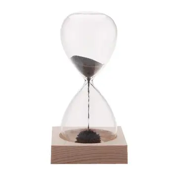 

Creative Hand-blown Glass Sand Timer Magnet Magnetic Hourglass with a Wood Base