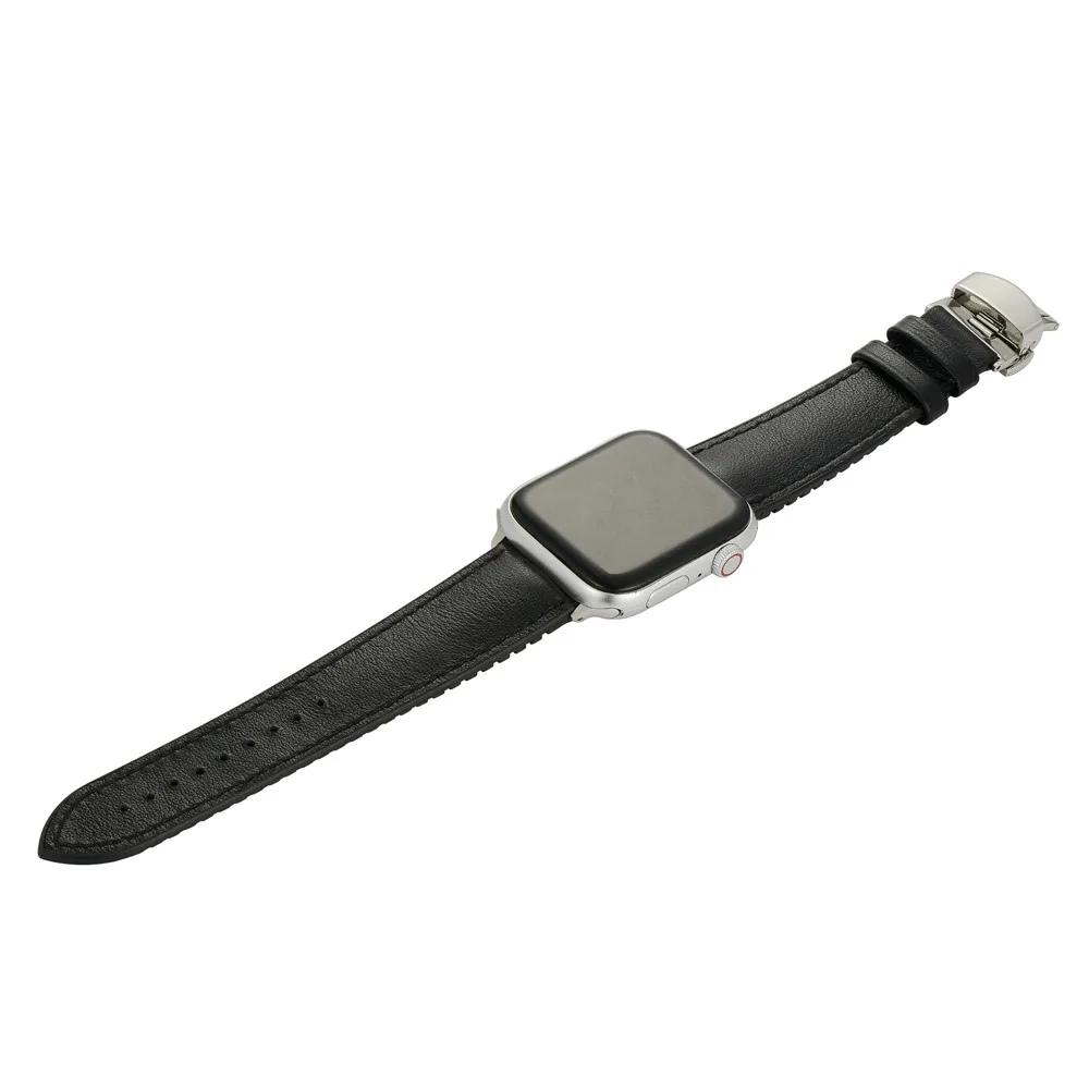 Браслет с застежкой-бабочкой для наручных часов Apple Watch, версии 44/40/42/38 мм Классический Ремешки для наручных часов аксессуары для наручных часов iWatch серии 5 4 3 2 1 - Цвет ремешка: Black 2