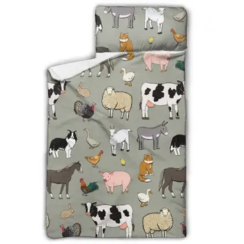 

Farmhouse Animals Toddler Nap Mat Children's Sleeping Bag with Removable Pillow for Preschool Daycare and Sleepovers