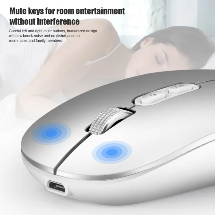 2.4G Office Wireless Mouse Mute Charging Mouse with USB Receiver Compatible for Notebook NK-Shopping