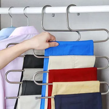 

5 layers S Shape MultiFunctional Clothes Hangers Pants Storage Hangers Cloth Rack Multilayer Storage Cloth Hanger 1PC