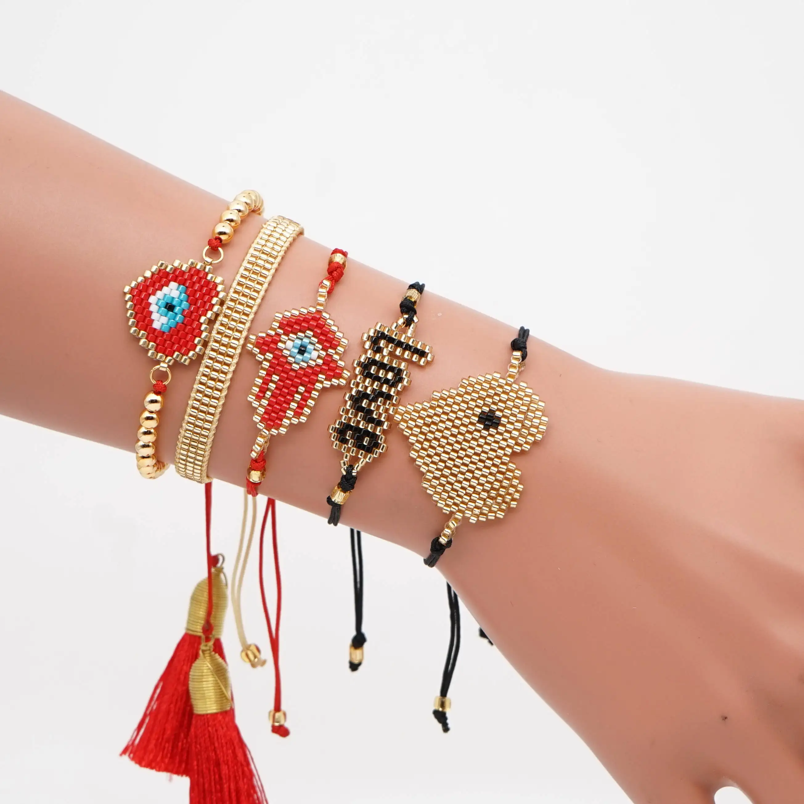 Go2boho Turkish Evil Eye Bracelet Women MIYUKI Bracelets Heart Jewelry Fatima Hamsa Hand Pulsera Mujer 2020 Handmade Jewellery
