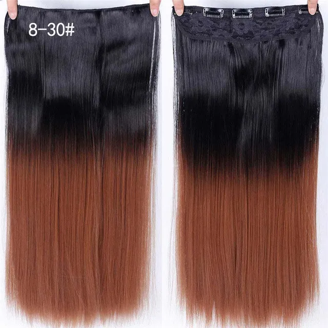 DIFEI Synthetic 24 Inch 5 Clip Long curly Women Clip in Hair Extensions Black Brown High Tempreture Hair Piece #18