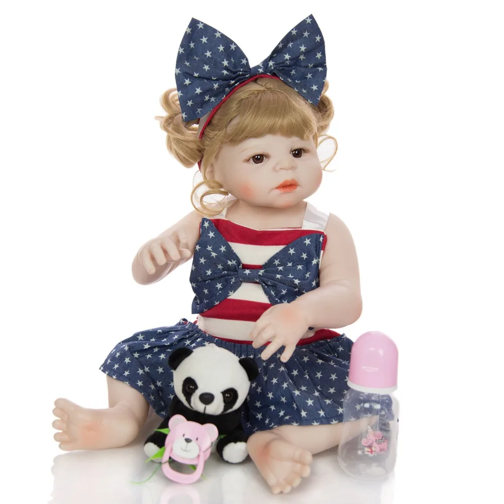 Вьющиеся волосы цельные силиконовые куклы reborn baby 2" bebe reborn для маленьких девочек, куклы для детей, подарок