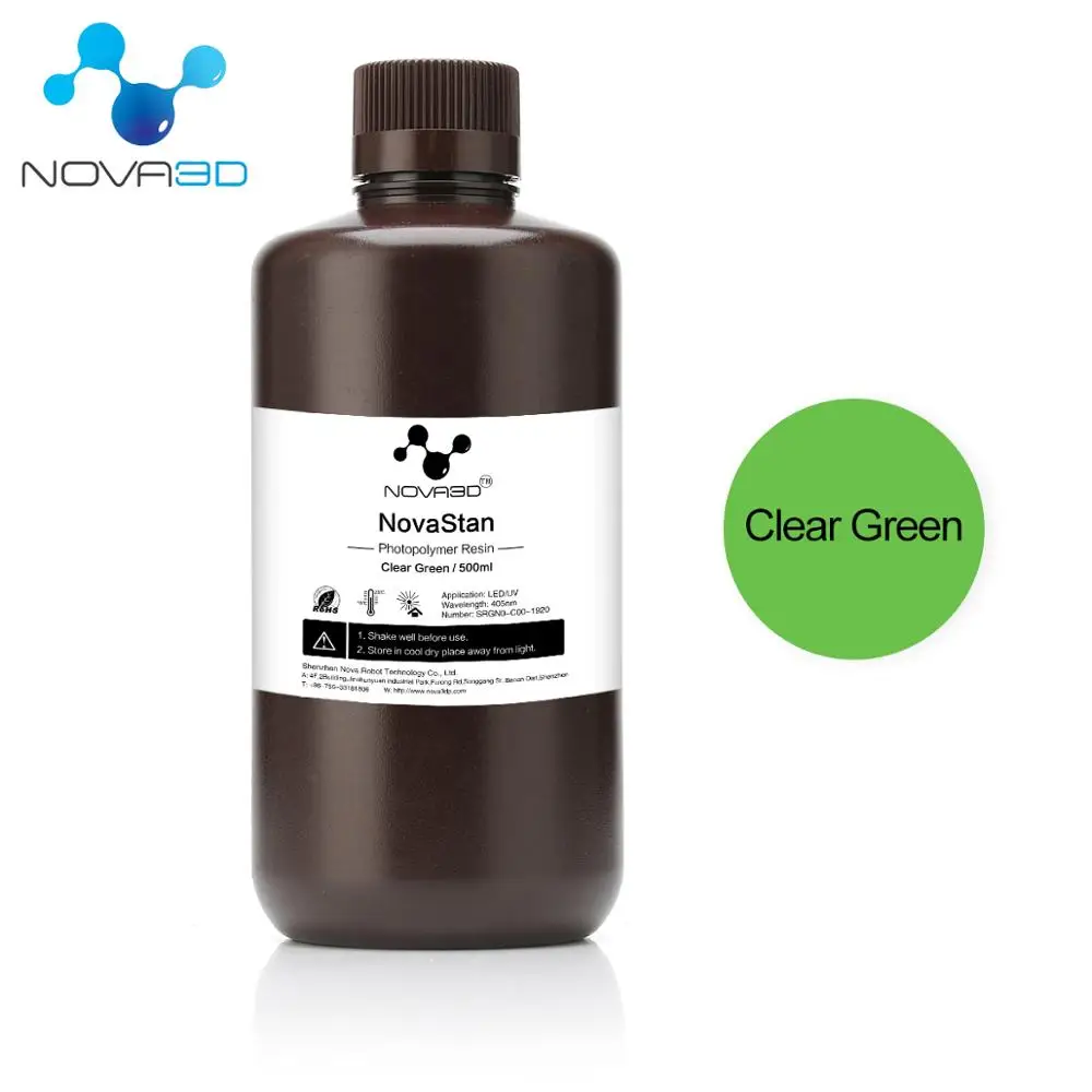 500 ml Tran-Green NOVA3D 405nm УФ Смола 3d принтер печатный материал lcd DLP УФ чувствительный жидкий фотополимер прозрачный зеленый - Цвет: 500 ml Tran-Green