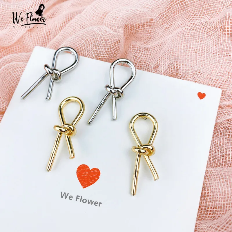 Мы цветок трендовые серьги-гвоздики с золотым металлическим узлом для девочек