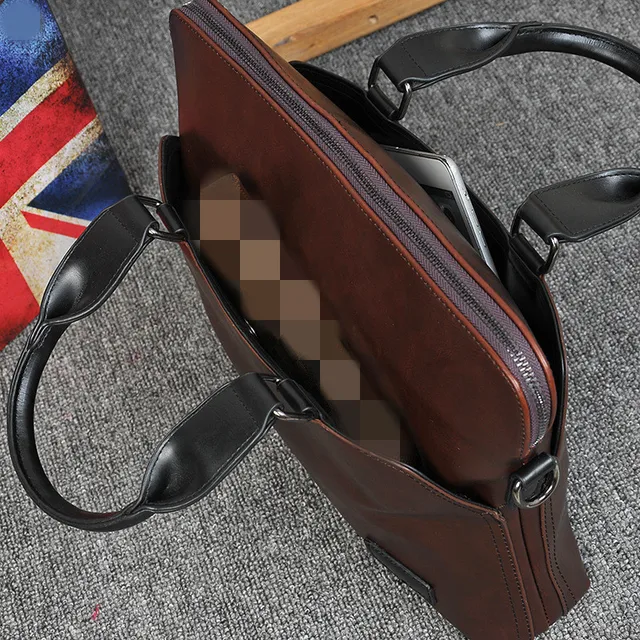 Business office Briefcase Men Brand Leather Tote Computer Laptop bag male Vintage Handbag Leisure Large Shoulder