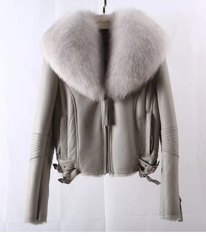 Женская одежда, короткая шуба, шуба из натурального меха, воротник из натурального меха лисы, шуба из натурального меха ягненка, новая зимняя куртка