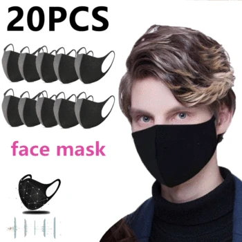 

Breathable Valve Face Mask 20PC Anti Dust Fog Haze Reusable Washable Adult Respirator Nose Filter Windproof Women Man Mouth Mask