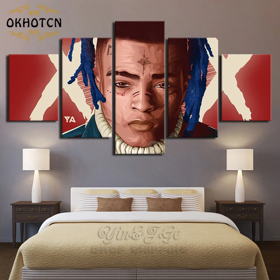 Модульные фотографии домашний декор искусство на стену 5 шт. XXXtentacion Rap хип хоп