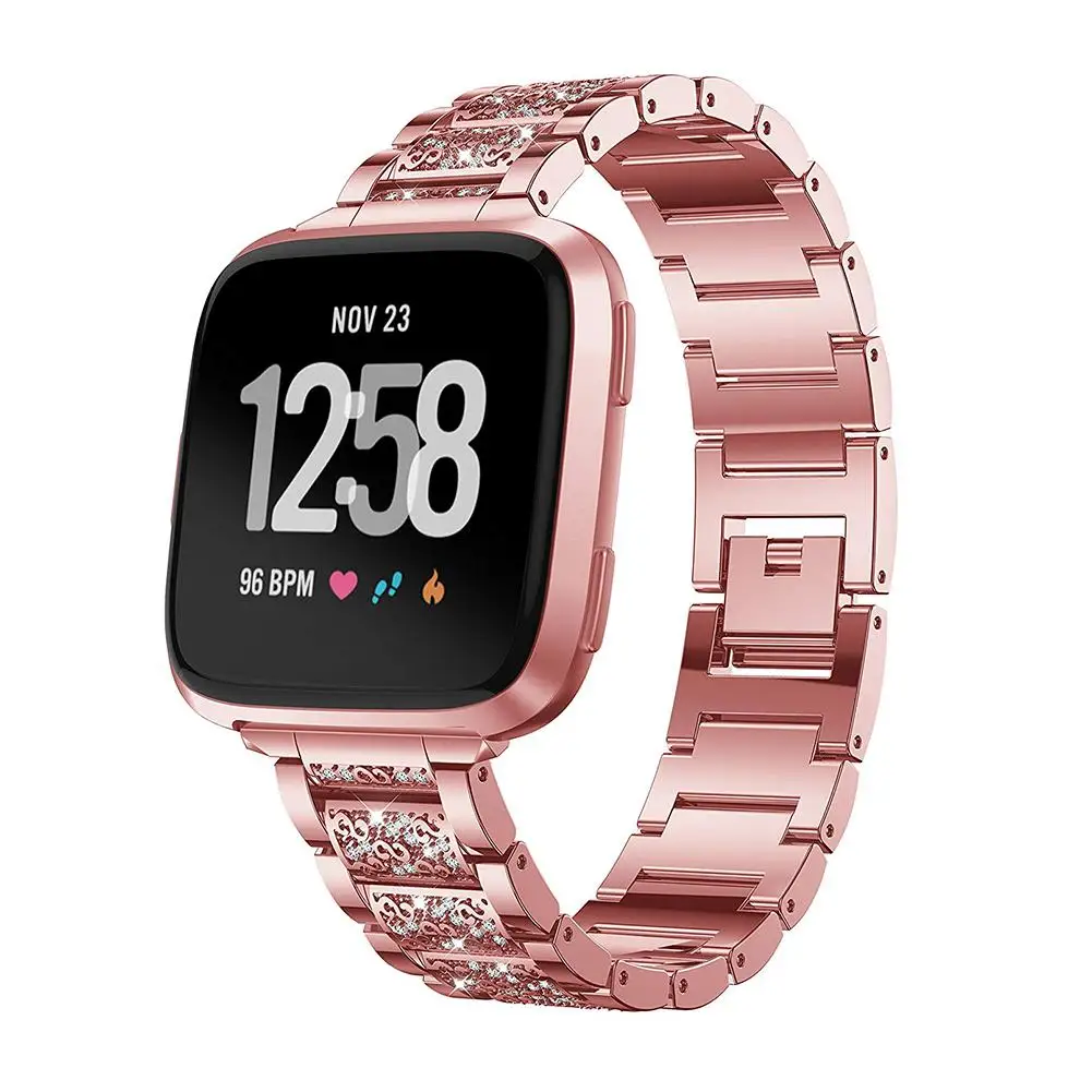 Металлический ремешок со стразами из цельной стали ремешок для Fitbit Versa 5 цветов замена регулируемый спортивный браслет цепочка