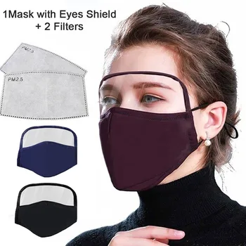 

1PC mask + 2 Filters Cotton Outdoor Eyes Face Mask With Eyes Shield + 2 Filters Facial Mask Face Shield Windproof Mascarillas