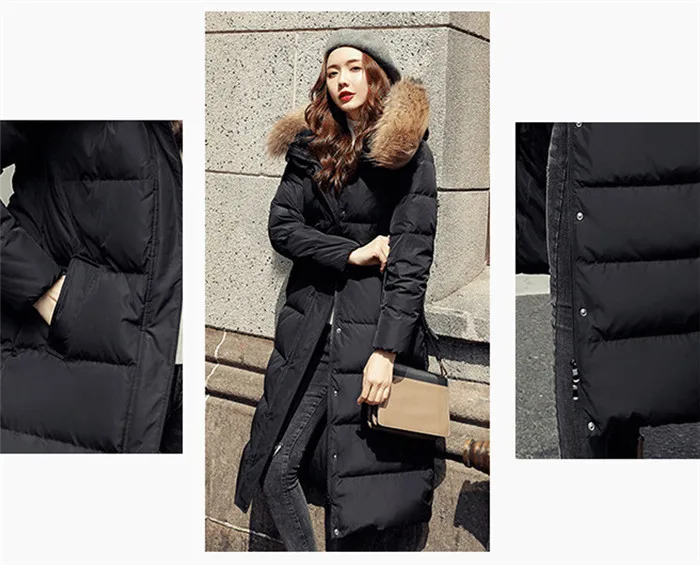 Women Medium-Long Down Coat a Thickening Coat Fashion Straight Loose Luxurious Jackets White Duck Down Outwear Women XIN144