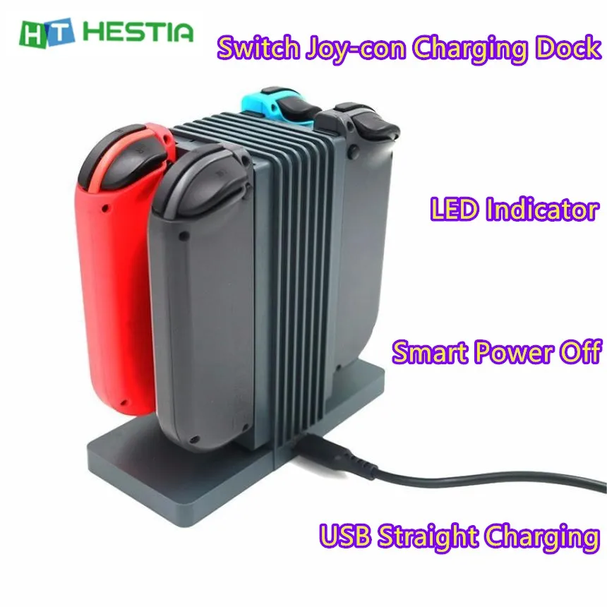 

Switch Joy-con Four-in-one Charger USB Straight Charging Smart Power Off Safe Gamepad Charger LED Indicator Switch Charging Dock