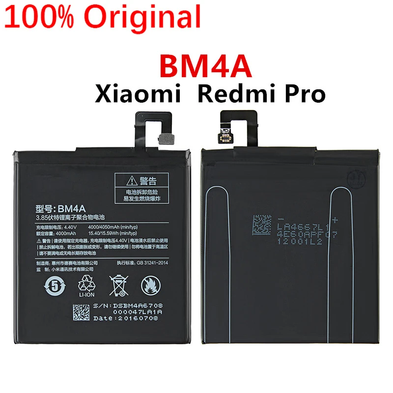 

100% Original 4000mAh BM4A Battery For Xiaomi Hongmi Redmi Pro Phone High quality Battery+Tracking number