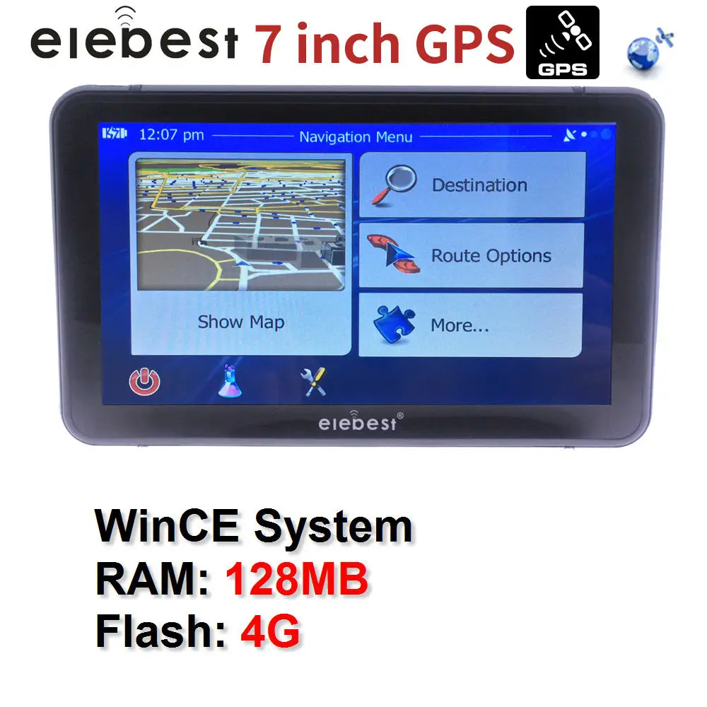 Elebest gps навигация 7 дюймов сенсорный gps навигатор автомобиль грузовик gps Sat Nav BHT опционально Европа карты бесплатное обновление - Размер экрана, дюймов: WINCE 128MB 4G
