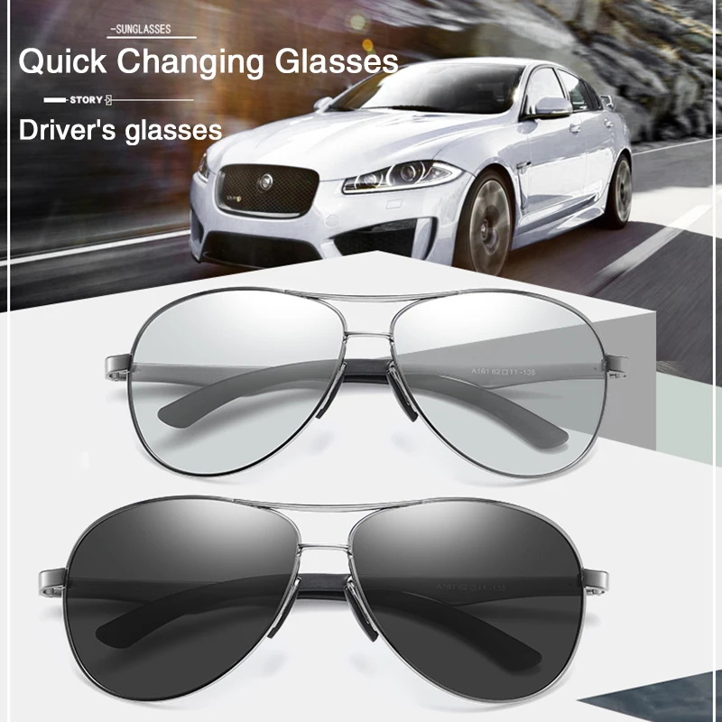 Aluminum Photochromic Sunglasses mens Polarized Day Night Vision Man Driver  Yellow male Driving Glasses aviation oculos