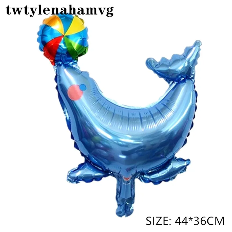 Синий морской Кит животное Лето тематическая вечеринка на день рождения фольга Свадебный шар маленький мальчик душ оболочки Осьминог Акула украшения - Цвет: mini