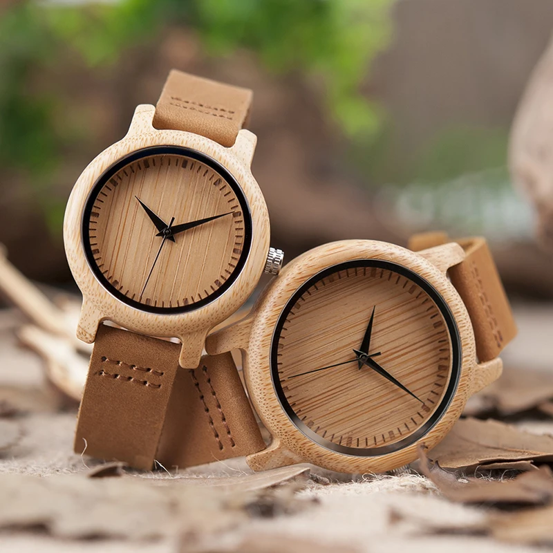 Wooden Watch Soft-Leather-Band Women Casual Male Quartz Bamboo Rel Imitate Natural Ladies