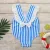 2021 Baby Girls Swimwear badpak meisje Полосатый Цельный Купальник пляжный купальник Взъерошенный Купальник с открытой Спиной Одежда Для плавания
