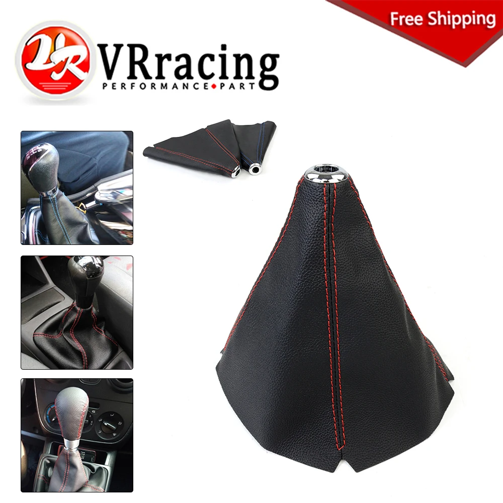 FREE SHIPPING PVC Carbon Fiber Look Blue / Red JDM Stitch Shift Knob