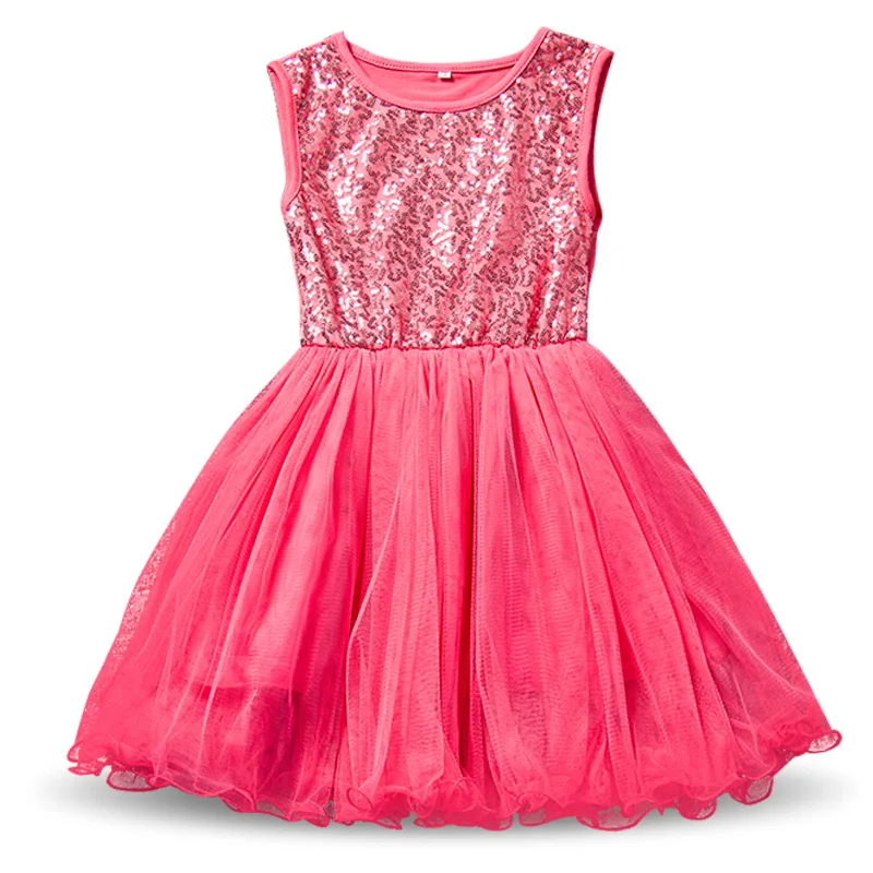 Платье для маленьких девочек; одежда для маленьких принцесс; платье-пачка с блестками; праздничная одежда; Детские платья для девочек; вечерние платья; школьная одежда - Цвет: Hot Pink