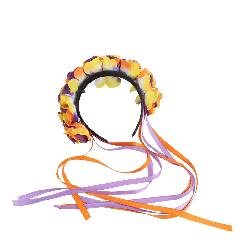 Flower Headband Ribbon Wreath Hawaii Party Garlands Floral Crown Hairband wedding birthday home decor | Дом и сад